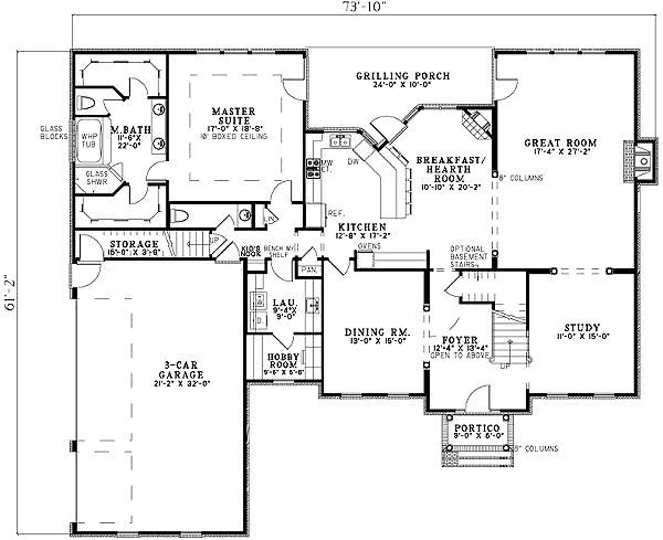 Home Plan - Colonial Floor Plan - Main Floor Plan #17-1182