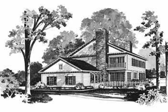 Exterior - Rear Elevation for Colonial House Plan #72-370 - 4 bed, 3.5 bath