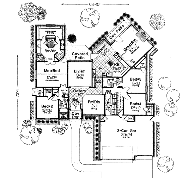 House Plan Design - European Floor Plan - Main Floor Plan #310-536