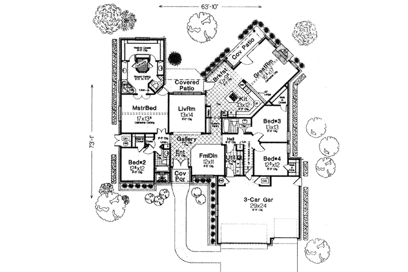 Home Plan - Floor Plan - Main Floor for European House Plan #310-536 - 4 bed, 3 bath