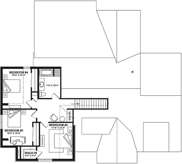 House Blueprint - Ranch Floor Plan - Upper Floor Plan #23-2859