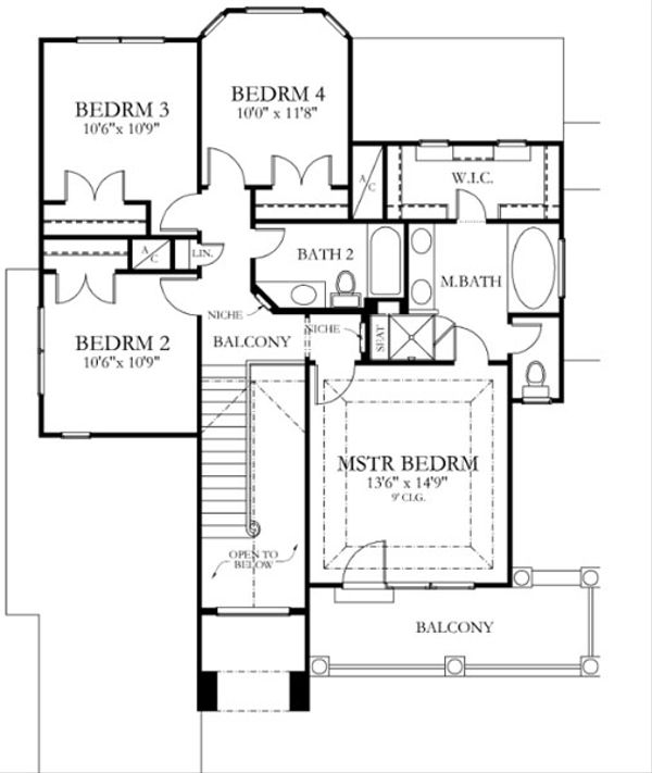 Dream House Plan - Mediterranean Floor Plan - Upper Floor Plan #80-153