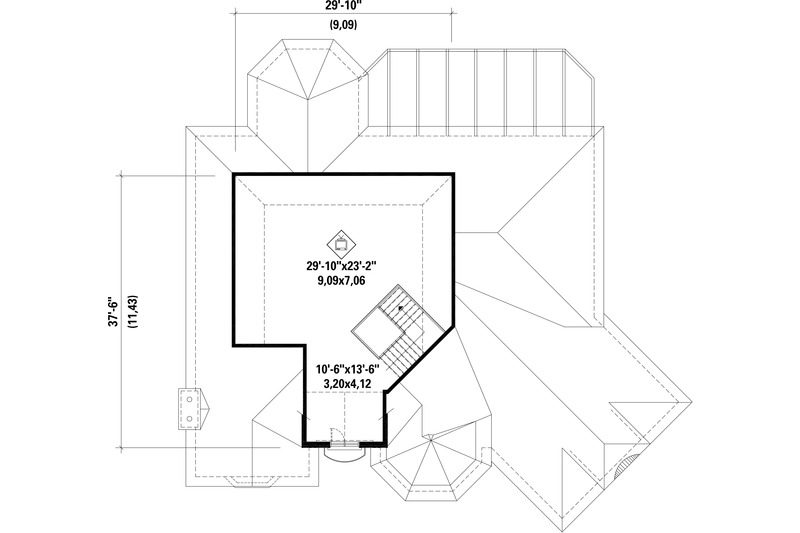 Architectural House Design - Floor Plan - Upper Floor for European House Plan #25-4695 - 2 bed, 2 bath