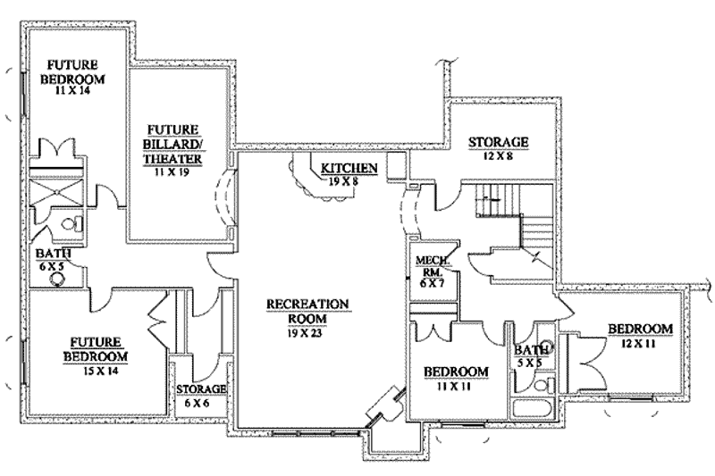 Home Plan - Floor Plan - Lower Floor for Country House Plan #5-150 - 4 bed, 3 bath