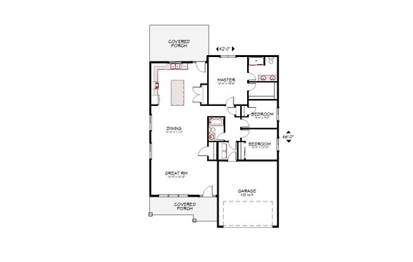 House Blueprint - Ranch Floor Plan - Main Floor Plan #943-55