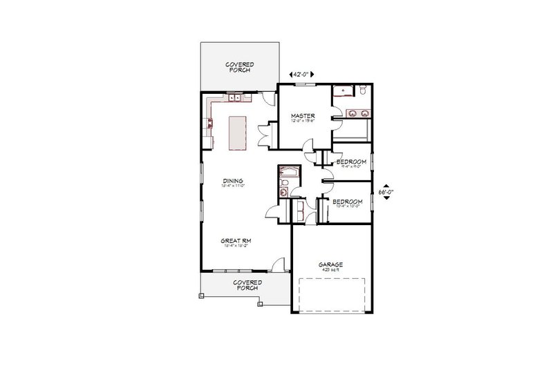 House Design - Floor Plan - Main Floor for Ranch House Plan #943-55 - 3 bed, 2 bath