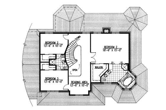 Floor Plan - Upper Floor for Victorian House Plan #138-165 - 3 bed, 2.5 bath
