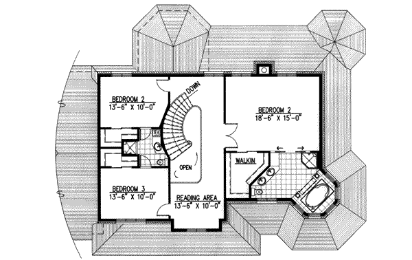 Victorian Floor Plan - Upper Floor Plan #138-165