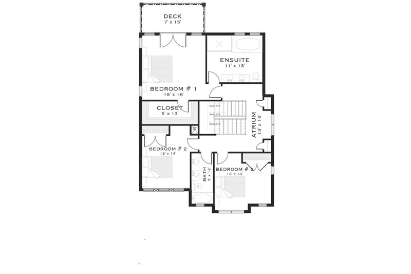 House Blueprint - Floor Plan - Upper Floor for Country House Plan #1101-60 - 3 bed, 2.5 bath