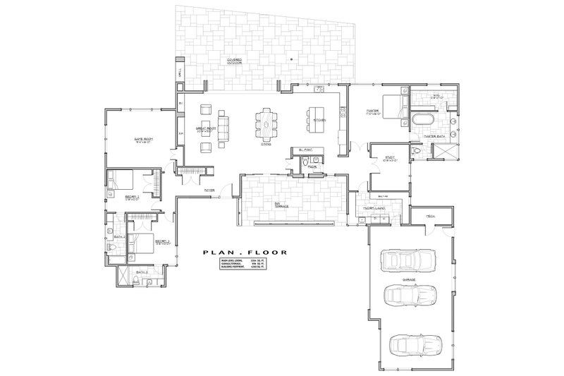 Dream House Plan - Floor Plan - Main Floor for Modern House Plan #892-12 - 3 bed, 3.5 bath