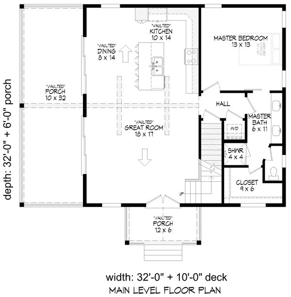 Farmhouse Floor Plan - Main Floor Plan #932-1153