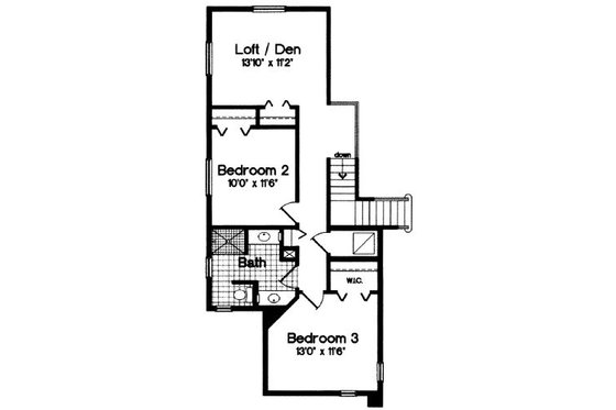 Floor Plan - Upper Floor for European House Plan #417-223 - 3 bed, 2.5 bath