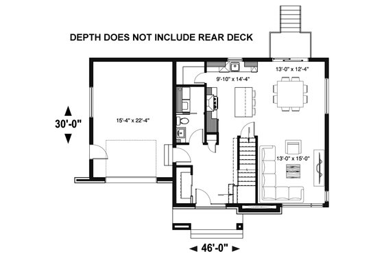 Floor Plan - Main Floor for Contemporary House Plan #23-2644 - 4 bed, 2.5 bath