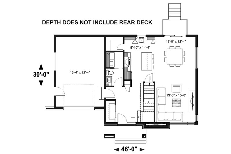 House Blueprint - Floor Plan - Main Floor for Contemporary House Plan #23-2644 - 4 bed, 2.5 bath
