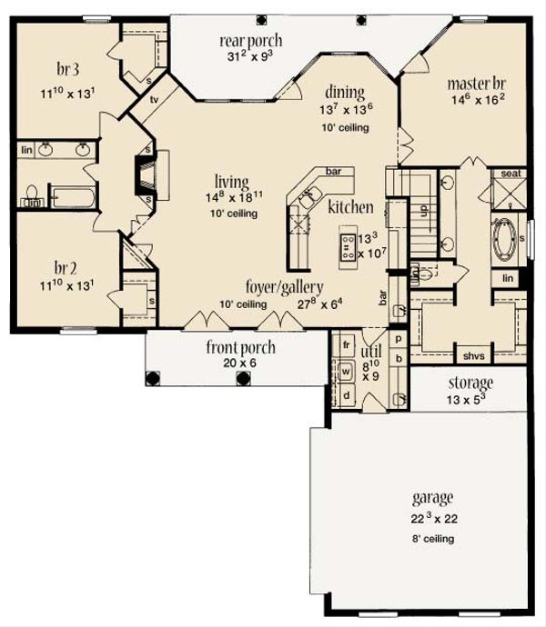 European Floor Plan - Main Floor Plan #36-428