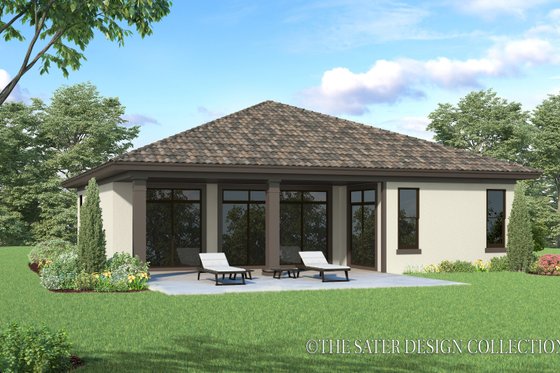 Exterior - Rear Elevation for Mediterranean House Plan #930-378 - 2 bed, 2 bath