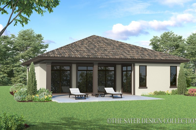 Home Plan - Exterior - Rear Elevation for Mediterranean House Plan #930-378 - 2 bed, 2 bath