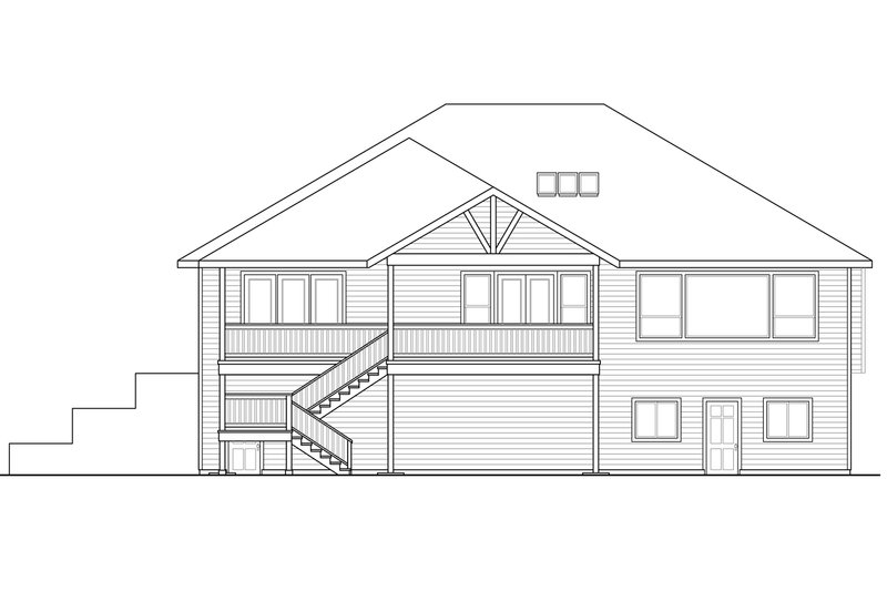 House Blueprint - Exterior - Rear Elevation for Craftsman House Plan #124-1002 - 3 bed, 2.5 bath