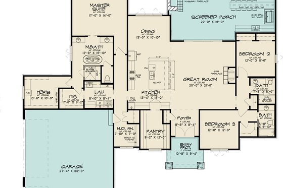 Floor Plan - Main Floor for Contemporary House Plan #923-286 - 3 bed, 3 bath