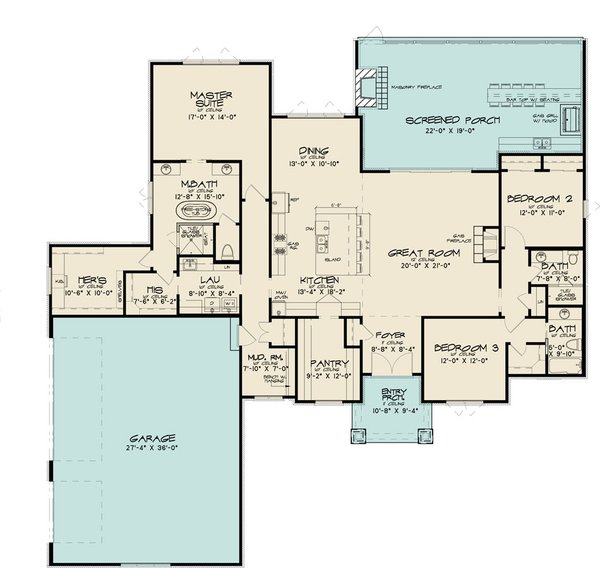 House Blueprint - Contemporary Floor Plan - Main Floor Plan #923-286