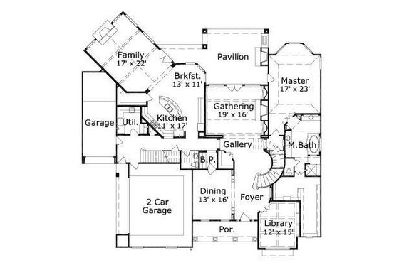 Floor Plan - Main Floor for Mediterranean House Plan #411-580 - 4 bed, 4.5 bath