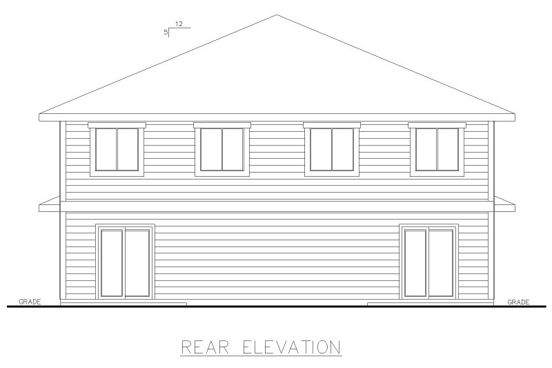 Home Plan - Exterior - Rear Elevation for Craftsman House Plan #117-1039 - 8 bed, 5 bath