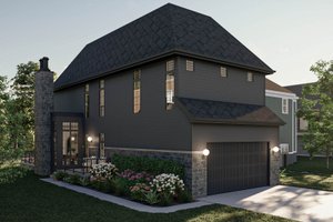 Exterior - Rear Elevation for European House Plan #455-588 - 3 bed, 3.5 bath