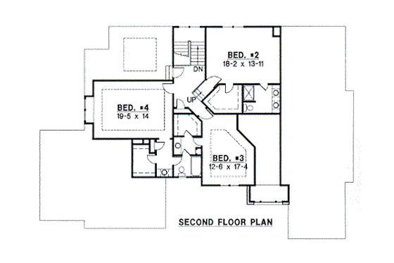 Floor Plan - Upper Floor for Traditional House Plan #67-697 - 4 bed, 3.5 bath