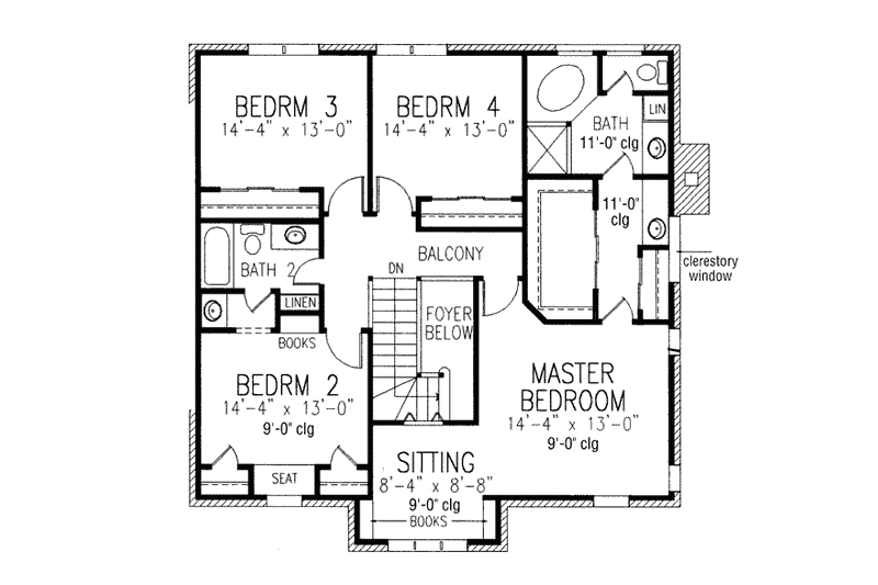 Home Plan - Floor Plan - Upper Floor for Colonial House Plan #410-368 - 4 bed, 2.5 bath