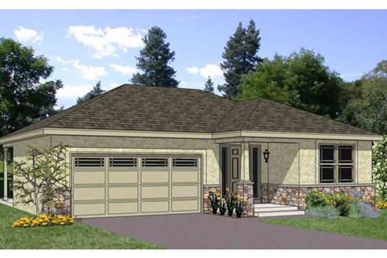 Exterior - Front Elevation for Ranch House Plan #116-279 - 3 bed, 2 bath