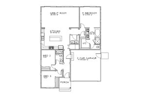 Floor Plan - Main Floor for Cottage House Plan #515-44 - 3 bed, 2 bath