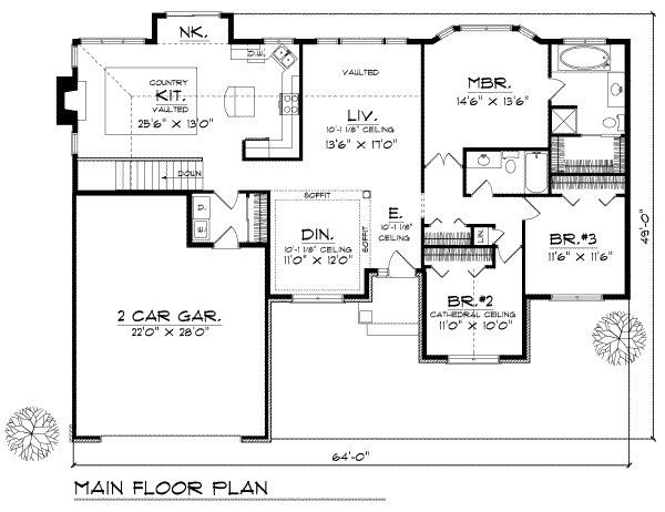 House Plan Design - Traditional Floor Plan - Main Floor Plan #70-214