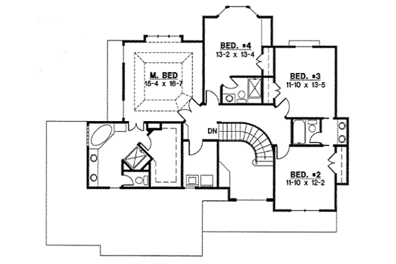 Floor Plan - Upper Floor for Traditional House Plan #67-811 - 4 bed, 3 bath