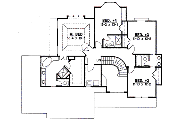 Traditional Floor Plan - Upper Floor Plan #67-811