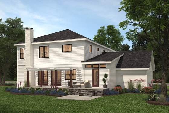 Exterior - Rear Elevation for Farmhouse House Plan #497-63 - 3 bed, 2.5 bath