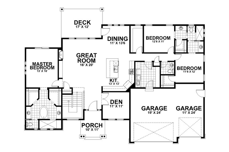 Dream House Plan - Floor Plan - Main Floor for Prairie House Plan #112-216 - 3 bed, 2.5 bath