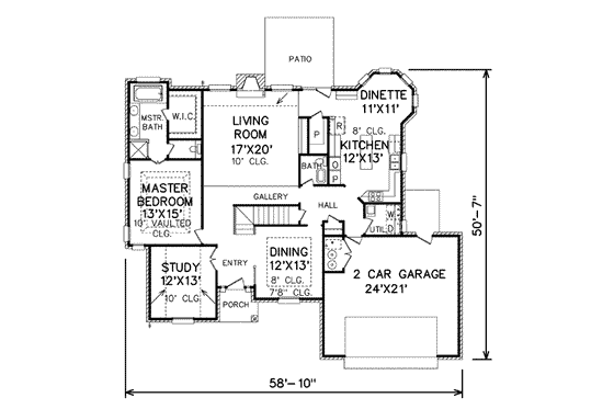 Floor Plan - Main Floor for Traditional House Plan #65-199 - 4 bed, 2.5 bath