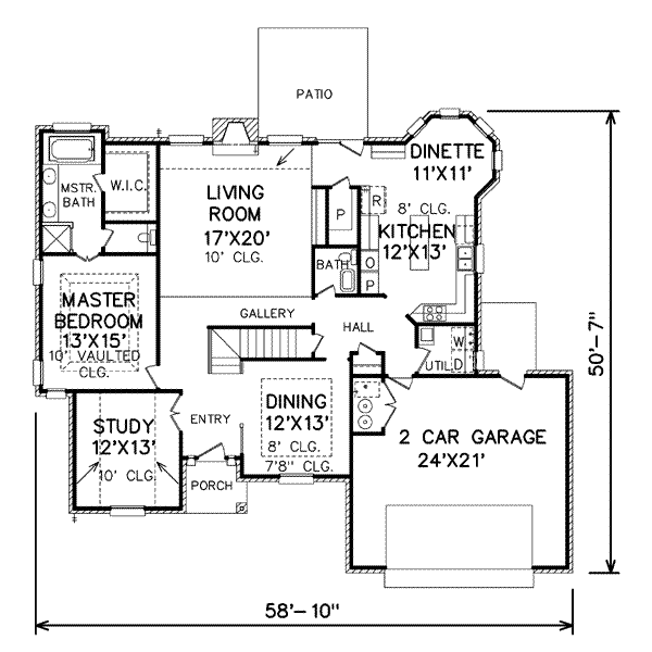 Traditional Style House Plan - 4 Beds 2.5 Baths 2477 Sq/Ft Plan #65-199 ...