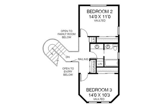 Floor Plan - Upper Floor for Traditional House Plan #60-302 - 3 bed, 2.5 bath