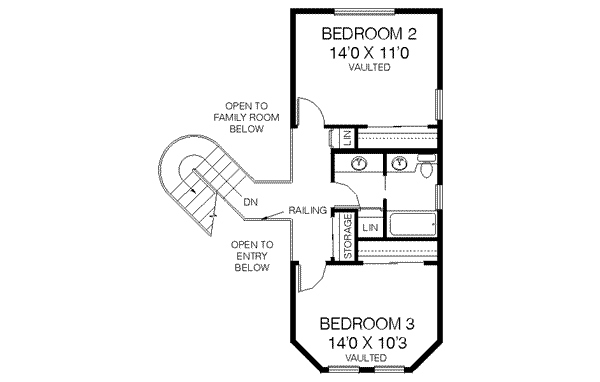 House Design - Traditional Floor Plan - Upper Floor Plan #60-302