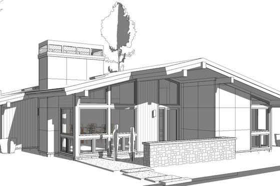 Exterior - Front Elevation 3 for Modern House Plan #895-127 - 3 bed, 2 bath