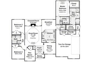 Floor Plan - Main Floor for Farmhouse House Plan #21-548 - 3 bed, 2.5 bath
