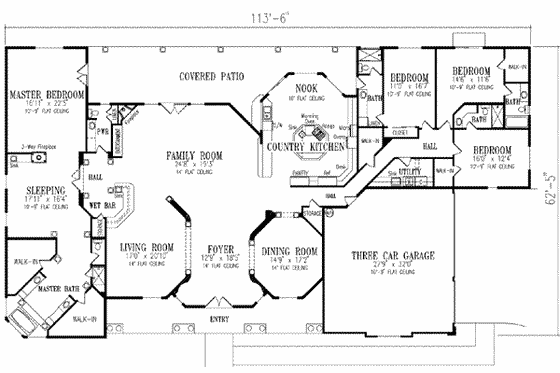 Floor Plan - Main Floor for Mediterranean House Plan #1-925 - 4 bed, 4.5 bath