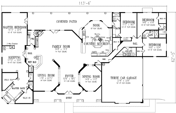Mediterranean Floor Plan - Main Floor Plan #1-925