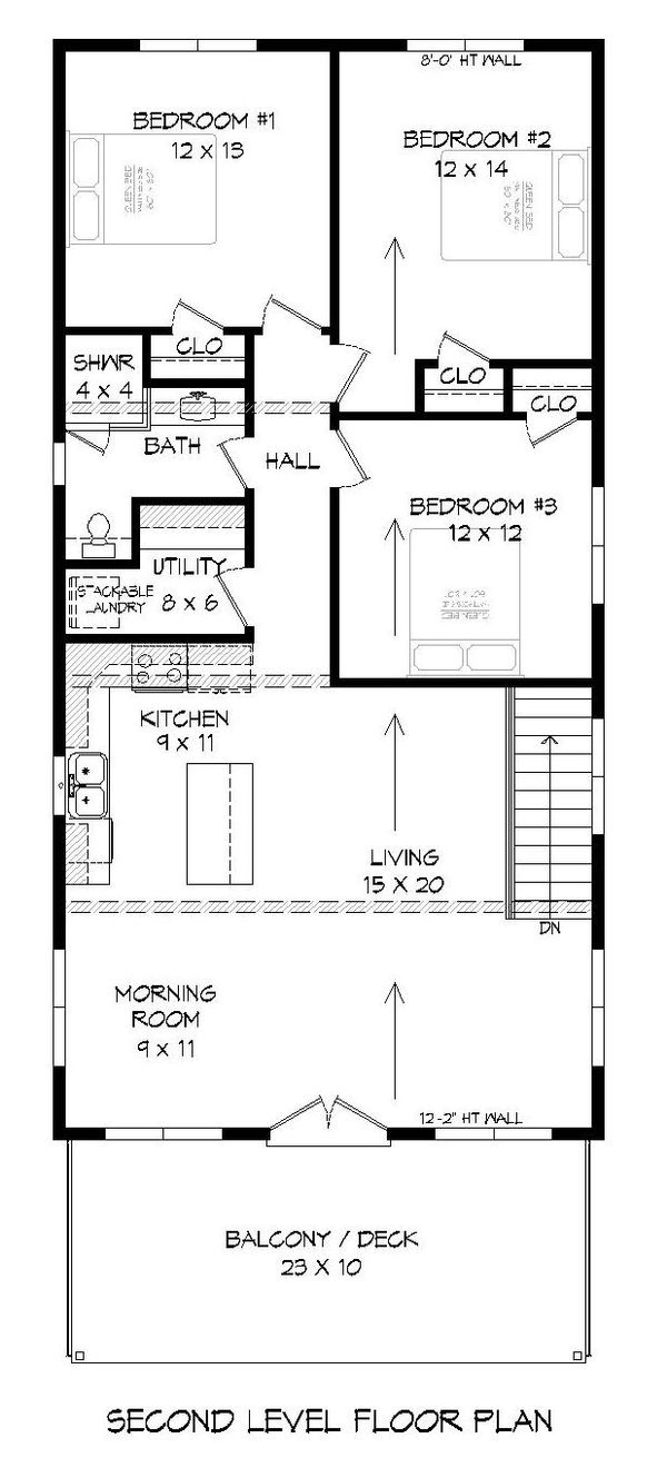 Contemporary Floor Plan - Upper Floor Plan #932-178
