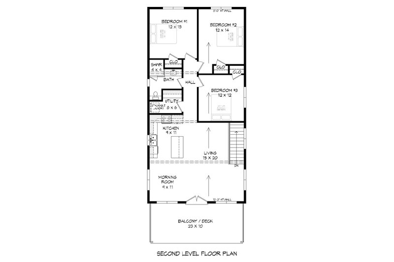 Architectural House Design - Floor Plan - Upper Floor for Contemporary House Plan #932-178 - 3 bed, 2 bath