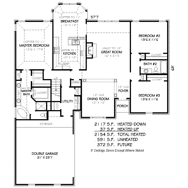 Traditional Style House Plan - 3 Beds 2 Baths 2154 Sq/Ft Plan #424-72 ...