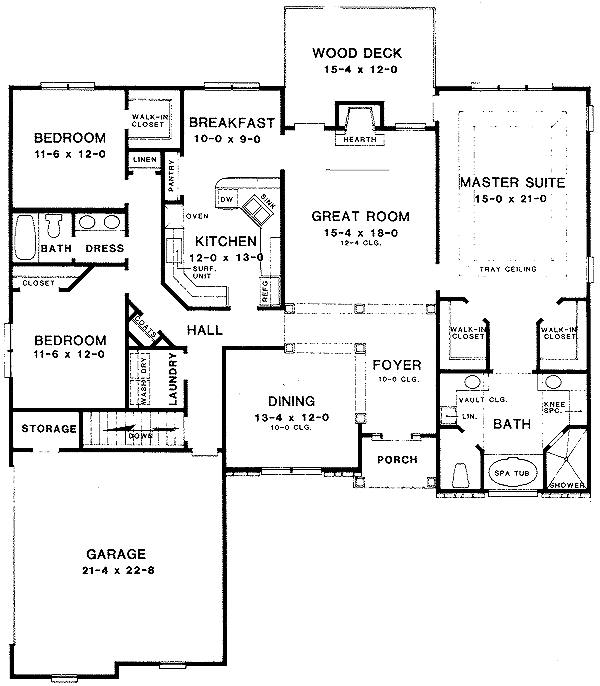 House Blueprint - Traditional Floor Plan - Main Floor Plan #10-104