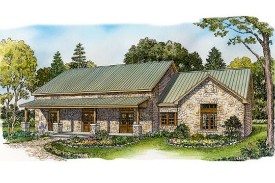 Exterior - Front Elevation for Ranch House Plan #140-153 - 3 bed, 2 bath