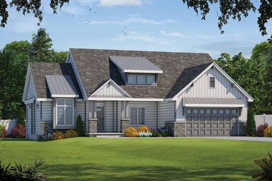 Exterior - Front Elevation 4 for Craftsman House Plan #20-2329 - 3 bed, 2 bath